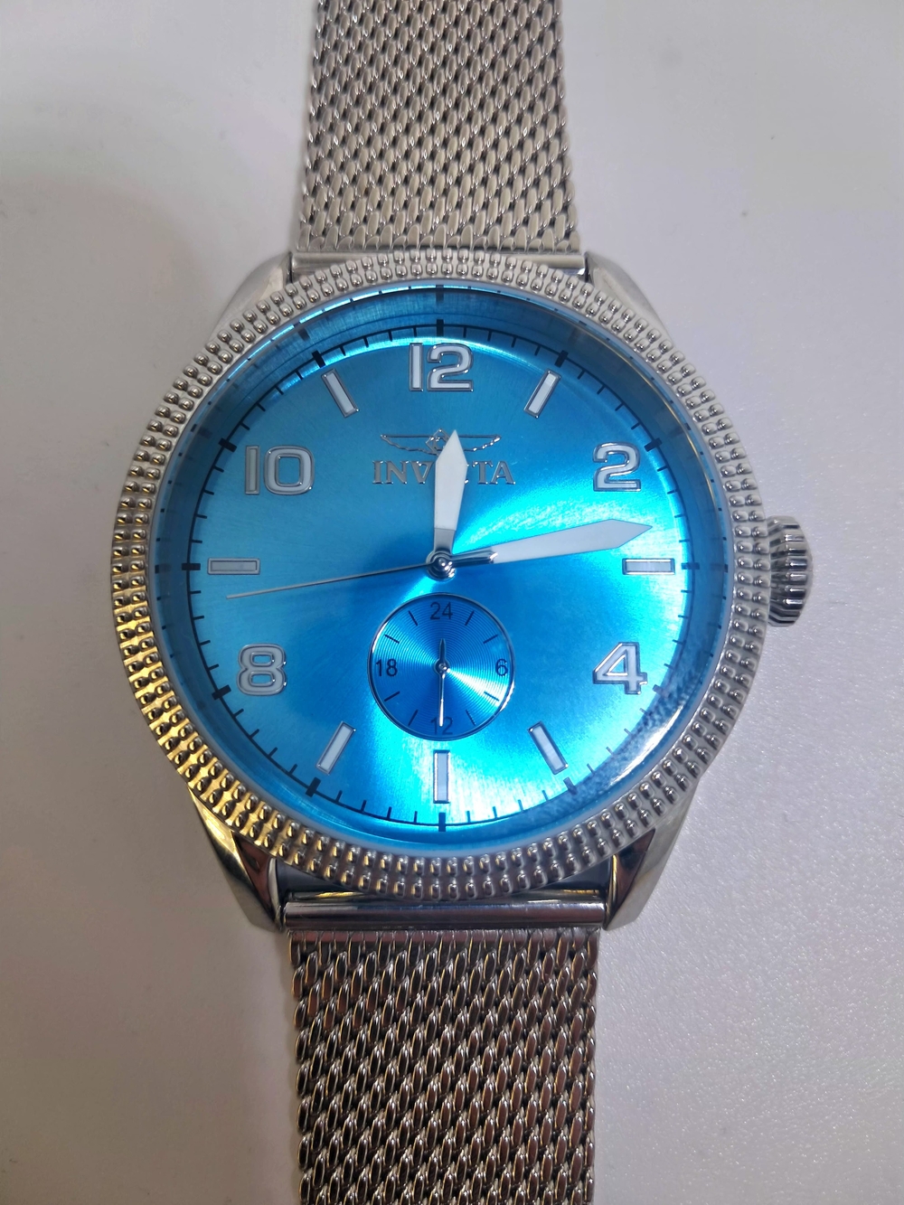 Invicta 48914 Vintage Quartz Stainless Steel Tiffany Blue Dial Men's Watch NWT - Picture 2 of 5